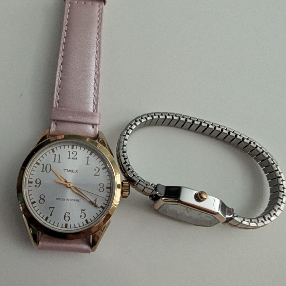 Timex Rose Gold Leather Strap Watch Gold-Tone Case